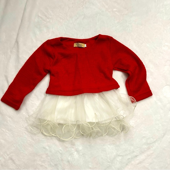 Baby Girls Knit Red Top White Tutu Dress - Picture 2 of 7